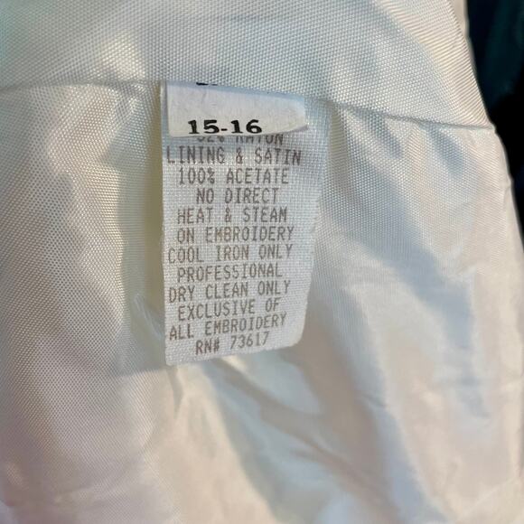 Vintage 90s Karen Miller Blazer White Embroidered Art Deco Jeweled Jacket Sz 16 - Picture 7 of 7